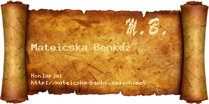 Mateicska Benkő névjegykártya